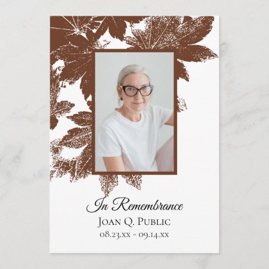 Programme Service commémoratif funéraire de Brown Fall Leave (Devant)