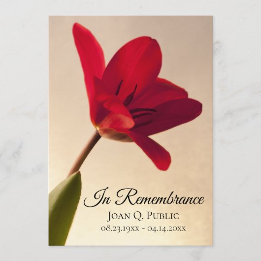 Programme Service commémoratif funéraire de printemps de la  (Devant)