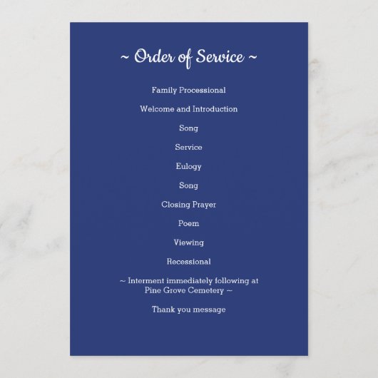 Programme Service de commande commémorative patriotique funé (Dos)