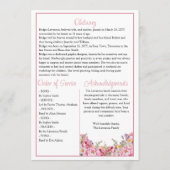 Programme Service funèbre de la belle pivoine rose d'été (Dos)