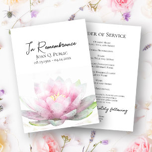 Programme Service funèbre mémorial au nénuphar rose