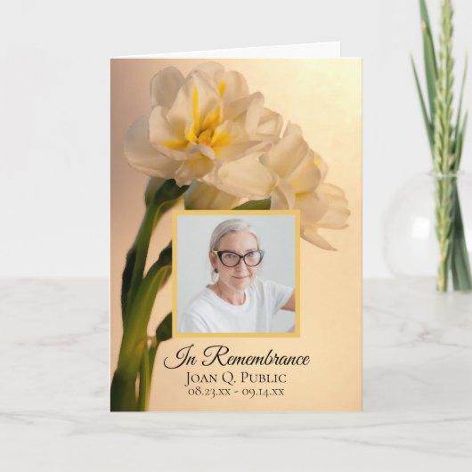 Programme Service funéraire blanc double jonquilles (Devant)