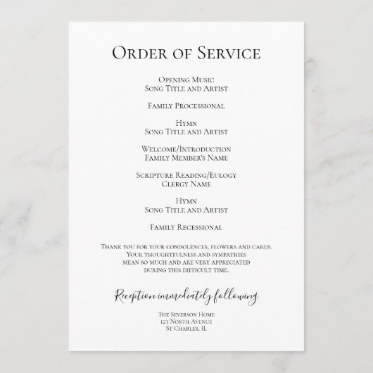 Programme Service funéraire Blue Hydrangea Flowers (Dos)