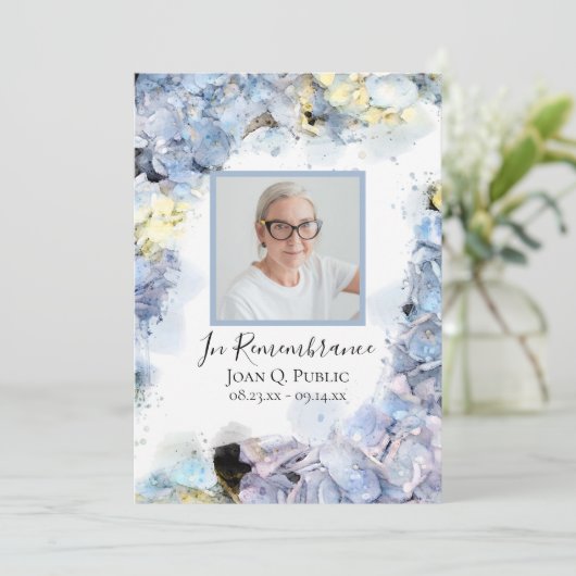 Programme Service funéraire Blue Hydrangea Flowers (Debout devant)