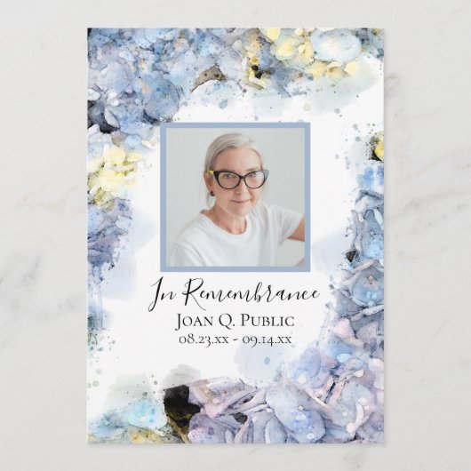 Programme Service funéraire Blue Hydrangea Flowers (Devant)