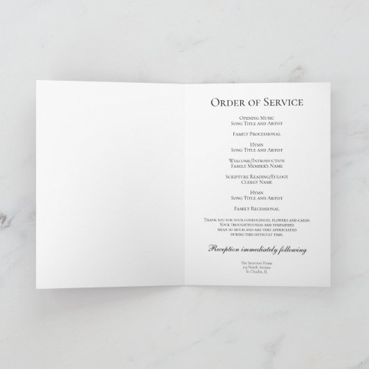 Programme Service funéraire de violon noir blanc plié (Intérieur)
