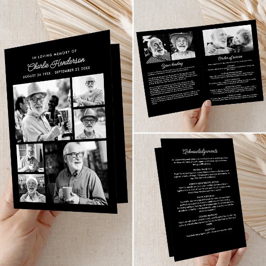 Programme Service funéraire et commémoratif moderne de 9 pho