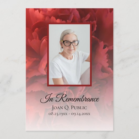 Programme Service funéraire floral de la carnation rouge (Devant)