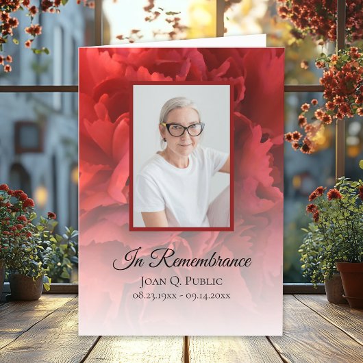 Programme Service funéraire floral de la carnation rouge pli