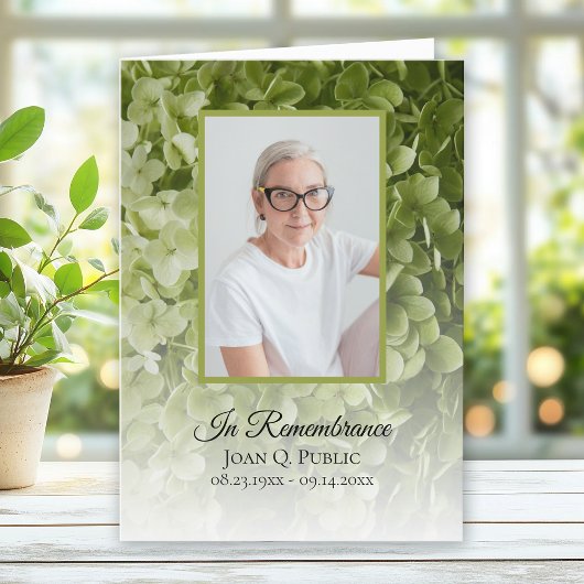 Programme Service funéraire floral Hydrangea vert plié