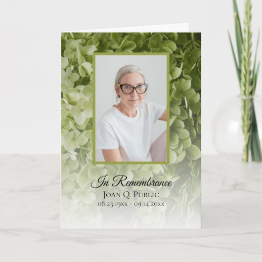 Programme Service funéraire floral Hydrangea vert plié (Devant)