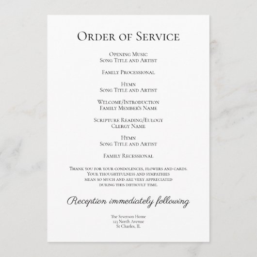 Programme Service funéraire graphique de tournesol jaune (Dos)