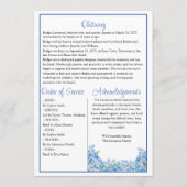 Programme Service funéraire mémorial joli Bleu Myosotis (Dos)