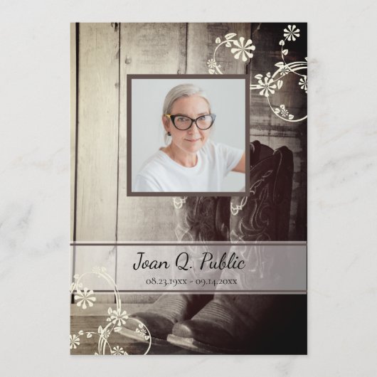 Programme Service funéraire Western Cowboy Boots Memorial (Devant)