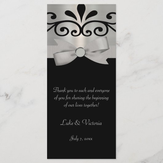 Programme Shimmery Silver & Black Stried Bow Mariage (Dos)