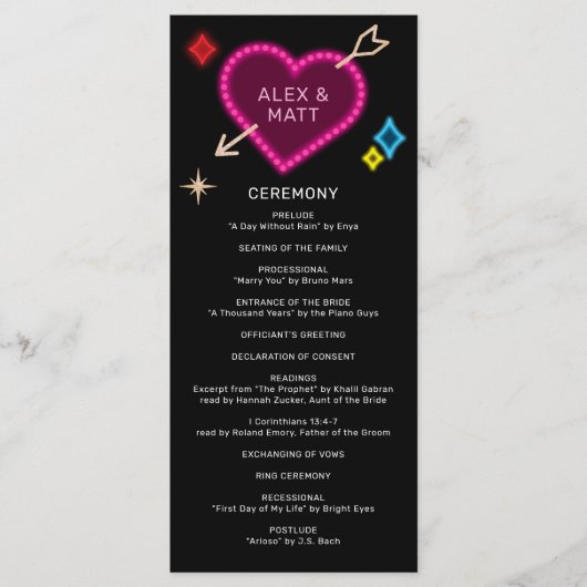 Programme SIGNE MARQUÉ NEON Mariage Las Vegas (Devant)