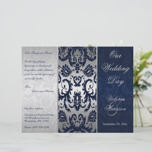 Programme Silver and Navy Blue Mariage damassé (Debout devant)