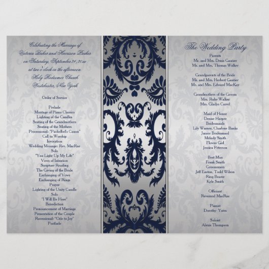 Programme Silver and Navy Blue Mariage damassé (Dos)