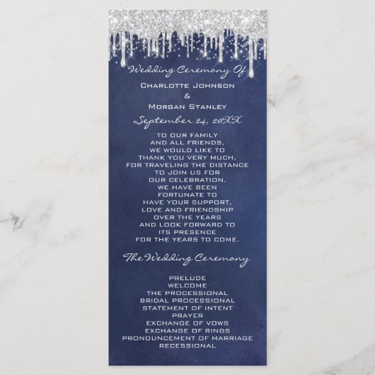 Programme Silver Drips Événement de mariage Formal Blue (Devant)