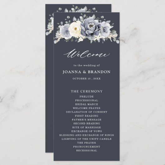 Programme Silver Grey ivoire Floral hiver Rustique Mariage P (Devant / Derrière)