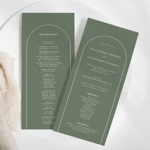 Programme Simple Boho Arch Sage Green Mariage plat