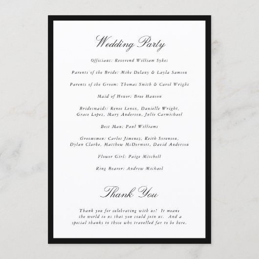 Programme Simple Bow Classic Wedding (Dos)
