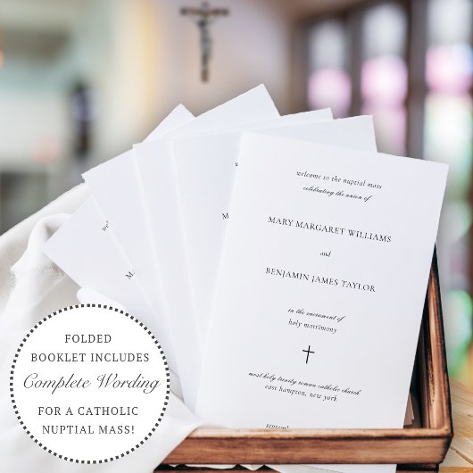 Programme simple de cérémonie de mariage catholiqu