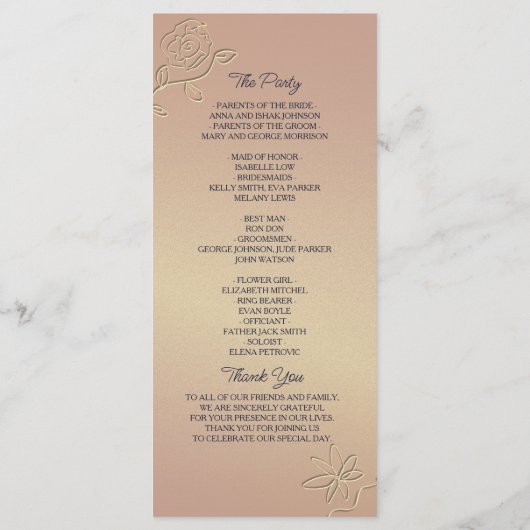 Programme simple de mariage bleu marine (Dos)