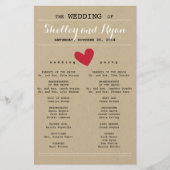 Programme simple de mariage cardiaque rouge et kra (Devant)