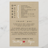 Programme simple de mariage cardiaque rouge et kra (Dos)