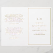 Programme simple de mariage de monogramme d'or ant (Devant)