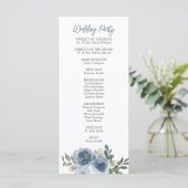 Programme Simple Dusty bleu Aquarelle Mariage (Debout devant)