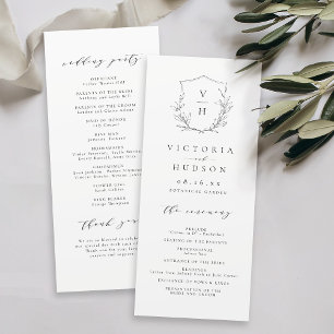 Programme Simple élégance botanique crête mariage monogramme