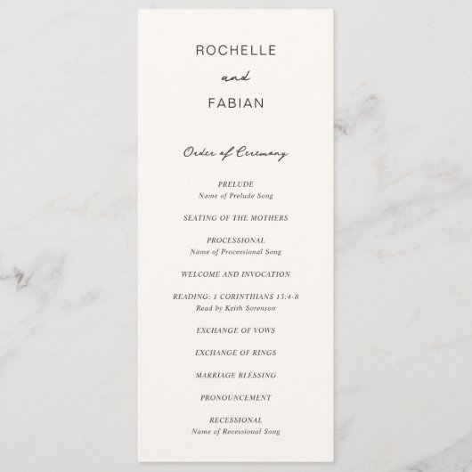 Programme Simple Élégance Mariage (Devant)
