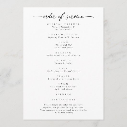 Programme Simple Elegant Christian Funeral Photo (Dos)