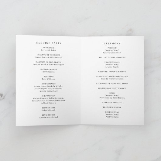 Programme Simple élégant classique Mariage formel (Intérieur)