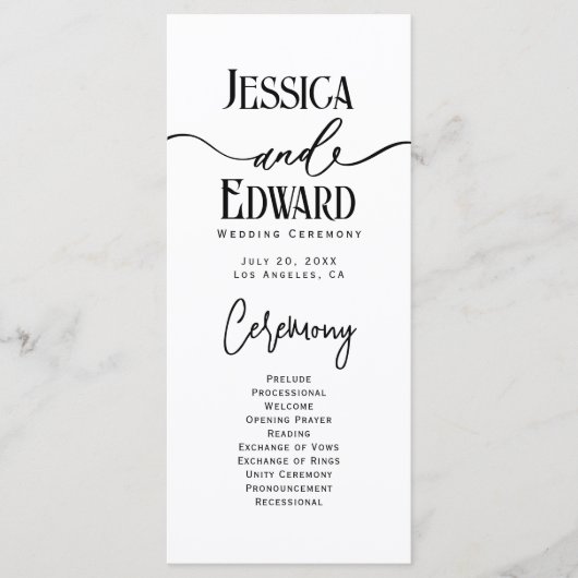 Programme Simple élégant noir blanc moderne Script minimal (Devant)