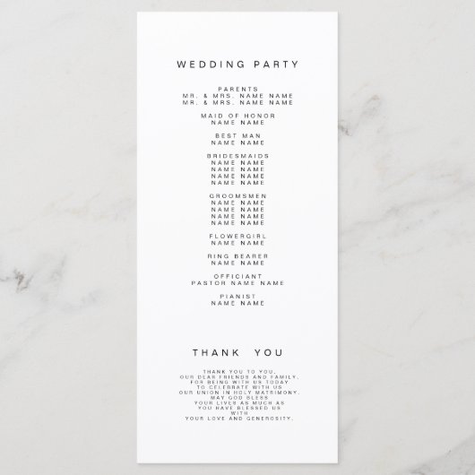 Programme Simple Elegant Script Photo Mariage moderne (Dos)
