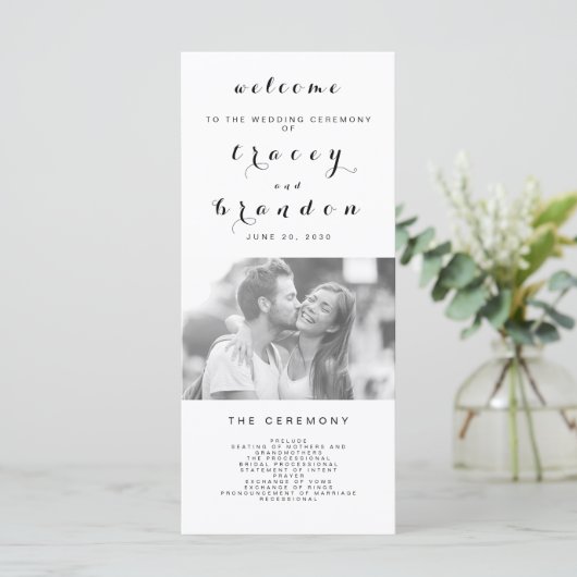 Programme Simple Elegant Script Photo Mariage moderne (Debout devant)