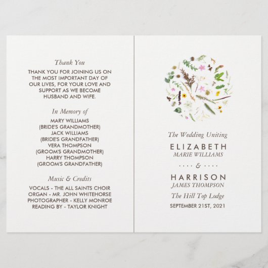 Programme simple et élégant de fleurs sauvages bot (Devant)