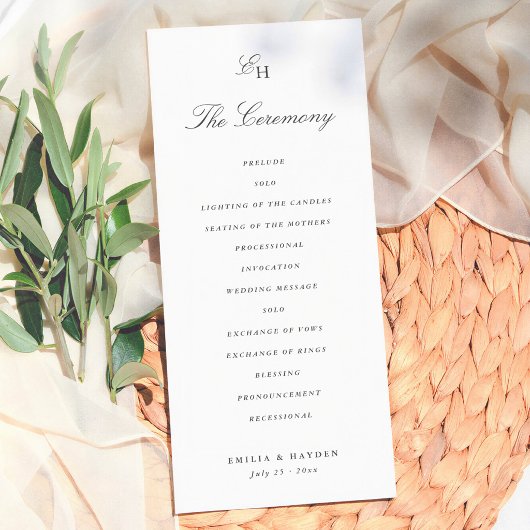 Programme Simple Mariage Bohème Minimaliste