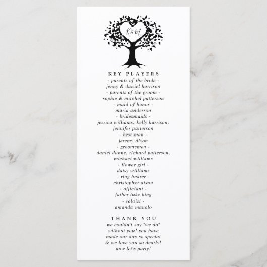 Programme Simple Mariage de l'arbre cardiaque du Monogramme  (Dos)