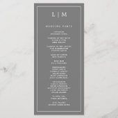 Programme Simple Mariage Élégant Monogramme Gris Foncé (Dos)