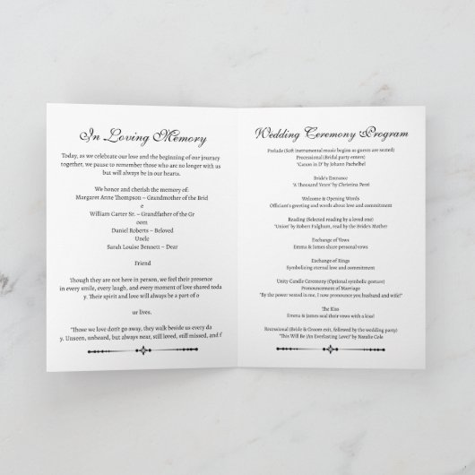 Programme Simple mariage en souvenir (Intérieur)