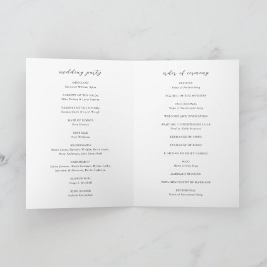 Programme Simple Mariage noir et blanc propre (Intérieur)
