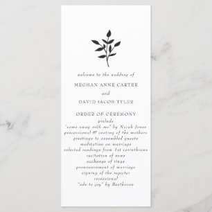 Programme Simple minimaliste élégant Mariage botanique moder