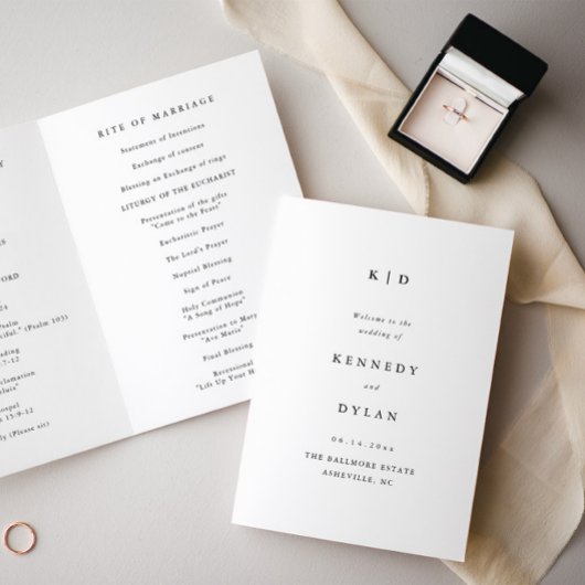 Programme Simple minimaliste Mariage noir et blanc