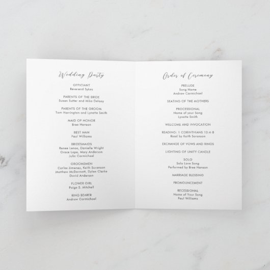 Programme Simple Modern Wedding (Intérieur)