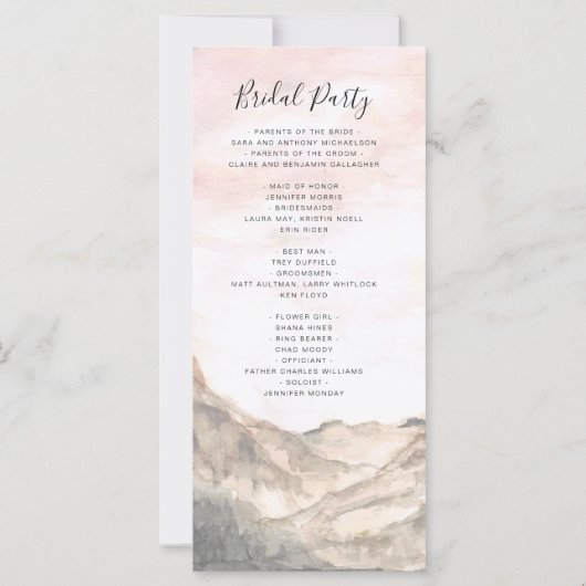 Programme simple moderne de mariage d'aquarelle de (Dos)