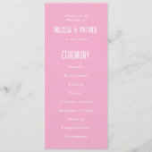 Programme Simple Moderne Élégante Mariage Rose (Devant)